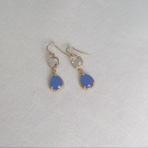 Periwinkle & Crystal Hanging Earrings